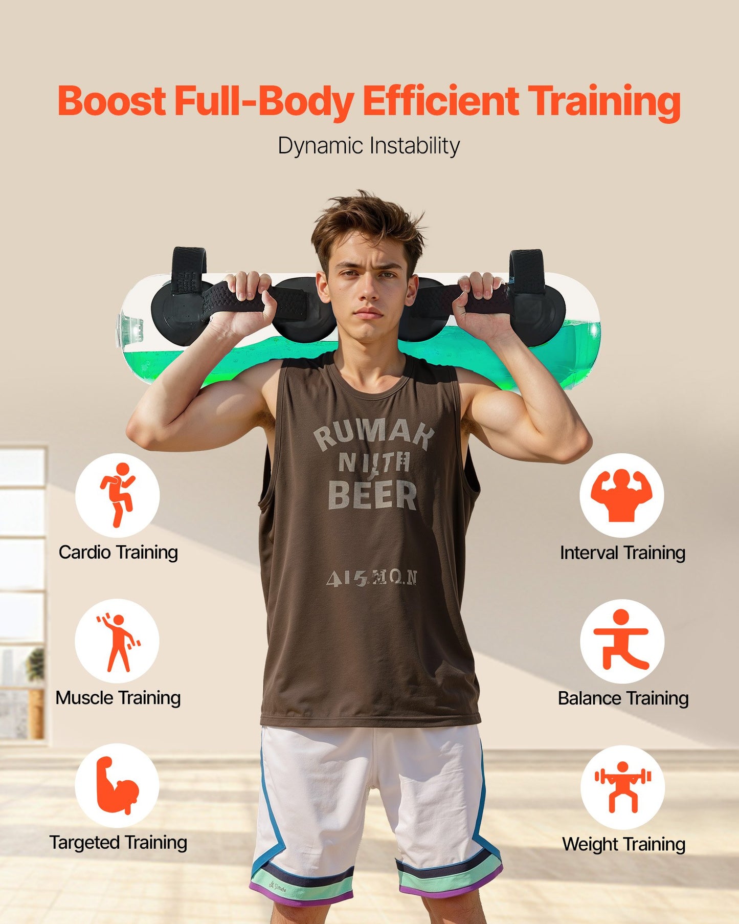 Water Weights Aqua Bag, Large Aqua Bags for Workout, 22.68 kg Adjustable Portable Stability Fitness & Full Body Exercise Equipment, for Strength Core and Balance Training, Home Gym Exercise