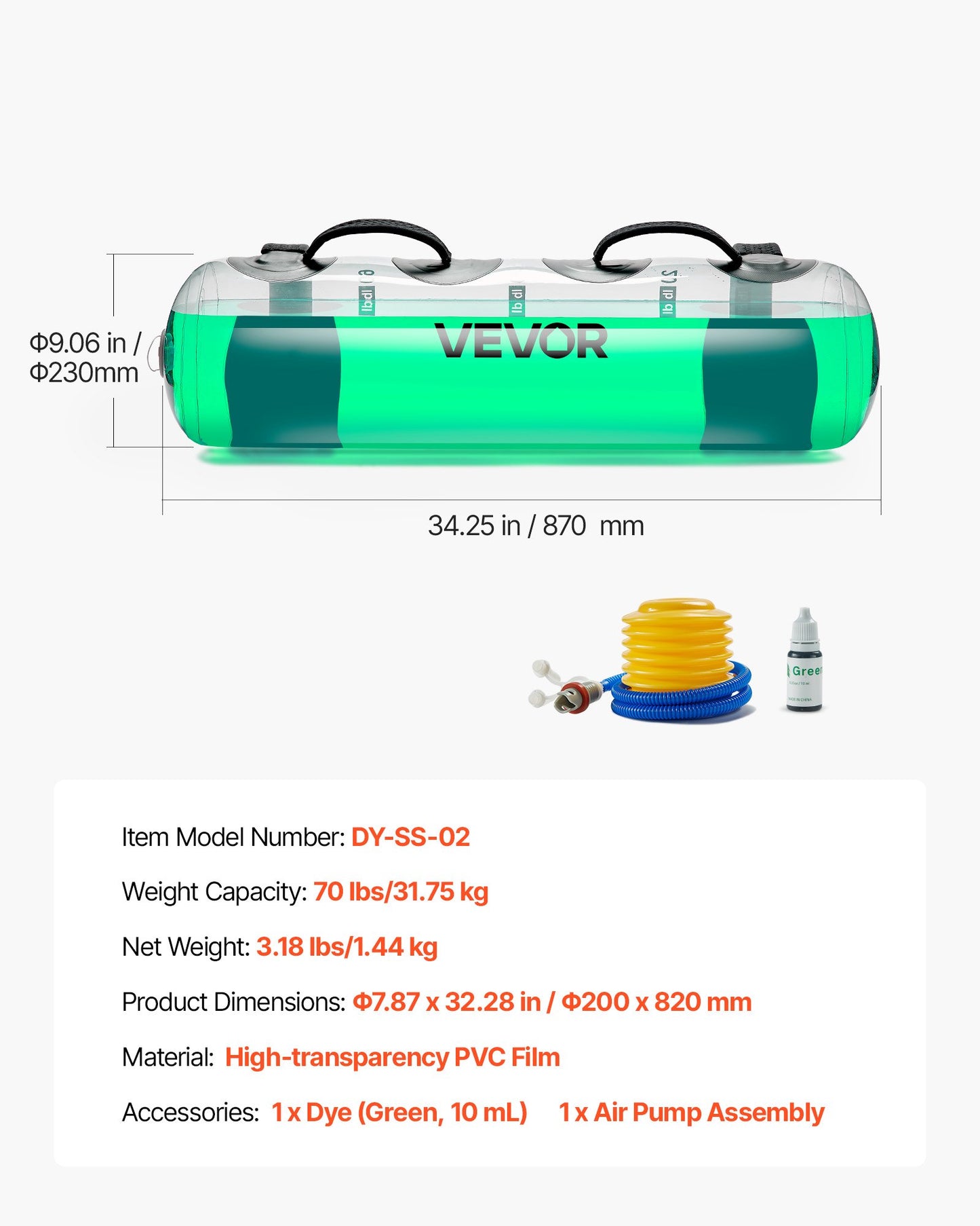 Water Weights Aqua Bag, Large Aqua Bags for Workout, 31.75 kg Adjustable Portable Stability Fitness & Full Body Exercise Equipment, for Strength Core and Balance Training, Home Gym Exercise
