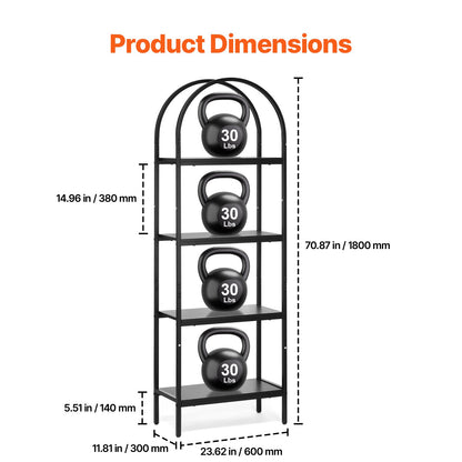VEVOR Metal Bookshelf Rustic Bookshelf 4-Tier for Living room Bedroom & Office