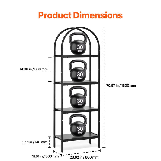 VEVOR Metal Bookshelf Rustic Bookshelf 4-Tier for Living room Bedroom & Office