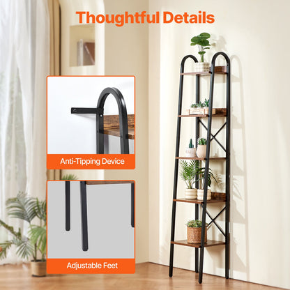 VEVOR Metal Bookshelf Rustic Bookshelf 5-Tier for Living room Bedroom & Office