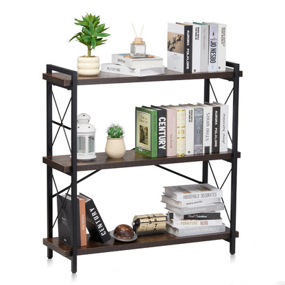 VEVOR Metal Bookshelf Rustic Bookshelf 3-Tier for Living room Bedroom & Office