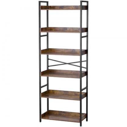 VEVOR Metal Bookshelf Rustic Bookshelf 6-Tier for Living room Bedroom & Office