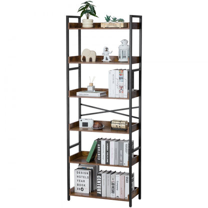VEVOR Metal Bookshelf Rustic Bookshelf 6-Tier for Living room Bedroom & Office
