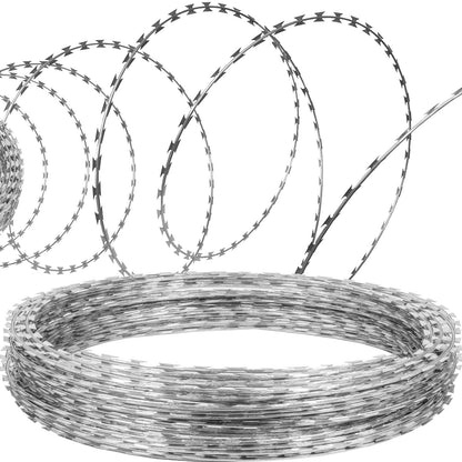 70m Razor Barbed Wire Fencing, Spiral Design, Galvanized Steel, 2 Coils