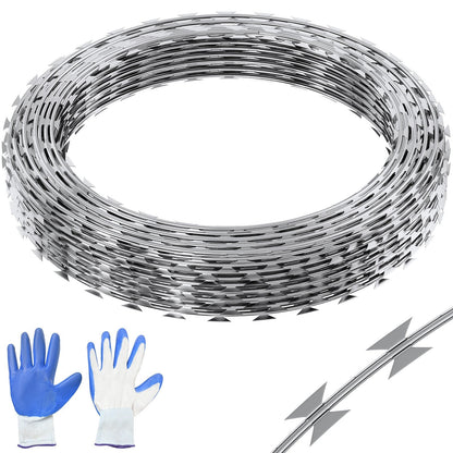 Galvanized Razor Barbed Wire, 75m Spiral Fencing, 5 Rolls for Ultimate Security