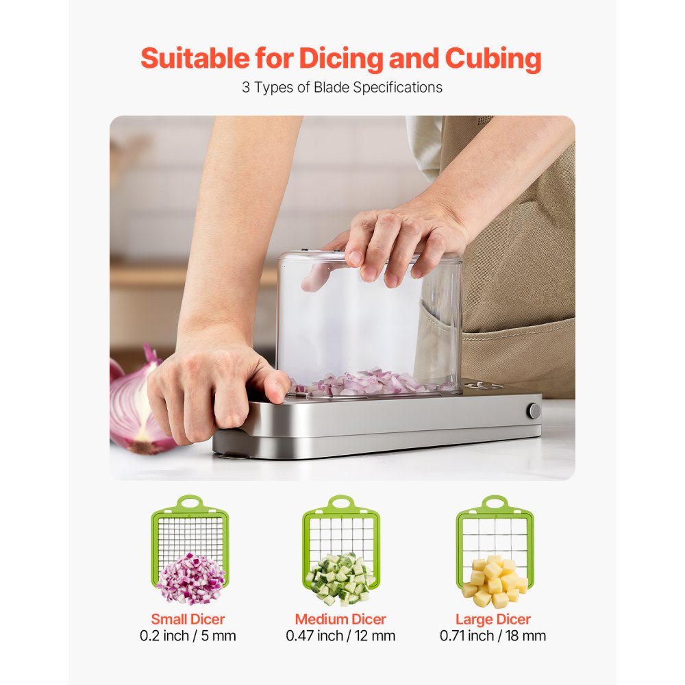 Vegetable Chopper Food Veggie Cutter 3 Blades Onion Slicer with Container