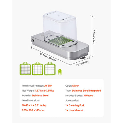 Vegetable Chopper Food Veggie Cutter 3 Blades Onion Slicer with Container