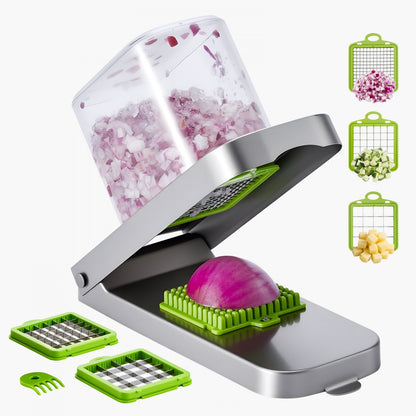 Vegetable Chopper Food Veggie Cutter 3 Blades Onion Slicer with Container