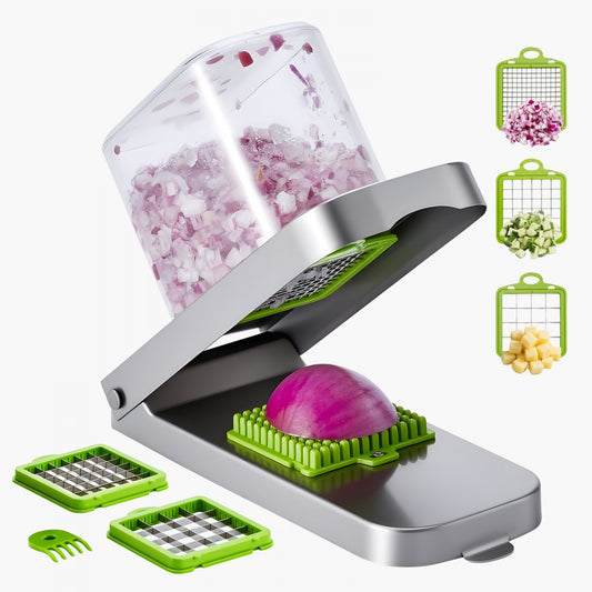 Vegetable Chopper Food Veggie Cutter 3 Blades Onion Slicer with Container