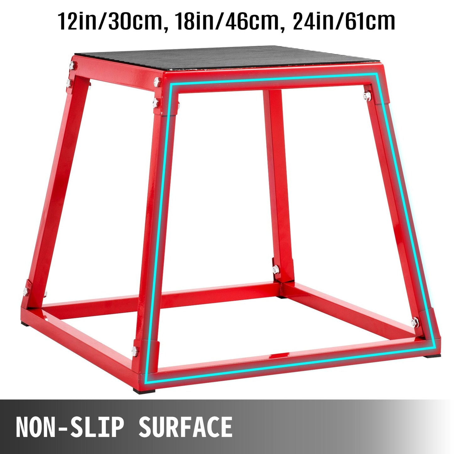 Adjustable Red Plyometric Box Set for Training - 0.3m, 0.45m, 0.6m Heights