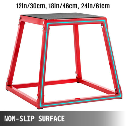 Adjustable Red Plyometric Box Set for Training - 0.3m, 0.45m, 0.6m Heights