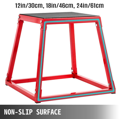VEVOR Plyometric Platform Box 12 Inch 18 Inch 24 Inch Plyometric Boxes red plyometric