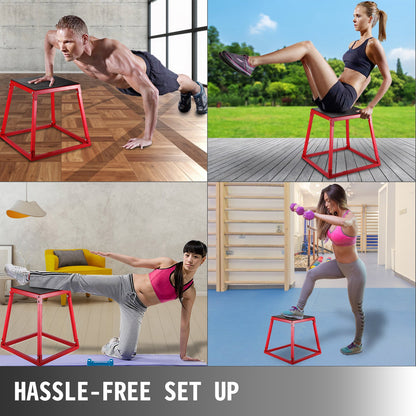 VEVOR Plyometric Platform Box 12 Inch 18 Inch 24 Inch Plyometric Boxes red plyometric