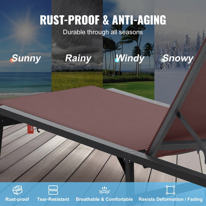 Adjustable 5-Position Outdoor Chaise Lounge, Foldable & Portable, 181 kg Capacity