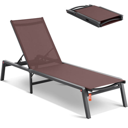 Adjustable 5-Position Outdoor Chaise Lounge, Foldable & Portable, 181 kg Capacity