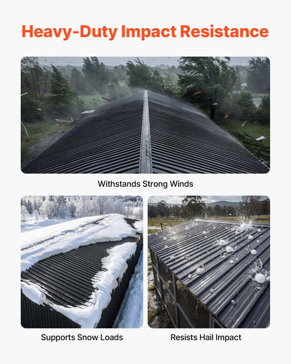Metal Roof Panels, 20Pcs 9.2 sq.m Galvanized Steel Roofing Panels, High Impact Corrugated Tin Gazebo Top with Screws, Gloves, Heavy Duty for Gazebos, Chicken Coop Sheds Stables Patio, Black