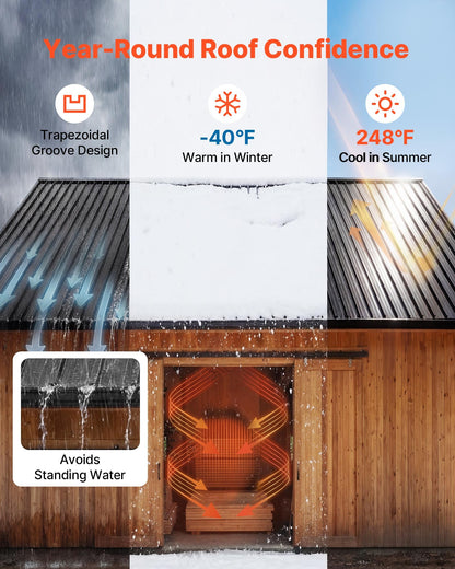 Metal Roof Panels, 20Pcs 9.2 sq.m Galvanized Steel Roofing Panels, High Impact Corrugated Tin Gazebo Top with Screws, Gloves, Heavy Duty for Gazebos, Chicken Coop Sheds Stables Patio, Black