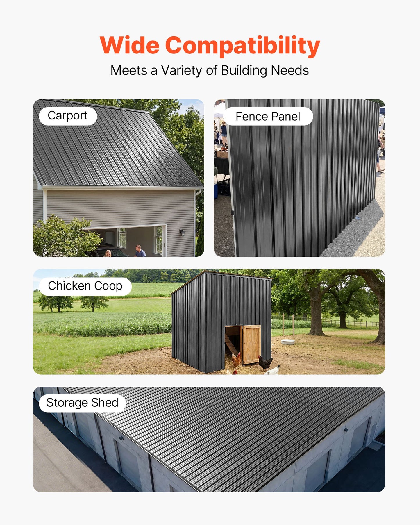 Metal Roof Panels, 25Pcs 16.35 sq.m Galvanized Steel Roofing Panels, High Impact Corrugated Tin Gazebo Top with Screws, Gloves, Heavy Duty for Gazebos, Chicken Coop Sheds Stables Patio, Gray