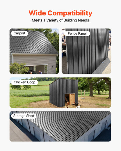 Metal Roof Panels, 25Pcs 16.35 sq.m Galvanized Steel Roofing Panels, High Impact Corrugated Tin Gazebo Top with Screws, Gloves, Heavy Duty for Gazebos, Chicken Coop Sheds Stables Patio, Gray