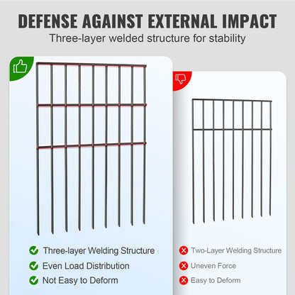 Decorative No-Dig Garden Fence, 0.44m x 0.33m, 28-Pack, Durable Metal Panels