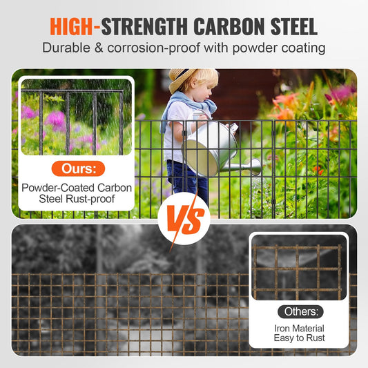 Decorative No-Dig Garden Fence, 0.44m x 0.33m, 28-Pack, Durable Metal Panels