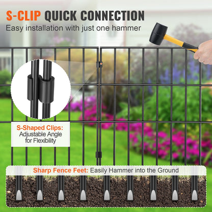 Durable Underground Animal Barrier Fence, 19 Panels, 0.43m x 0.28m, Black
