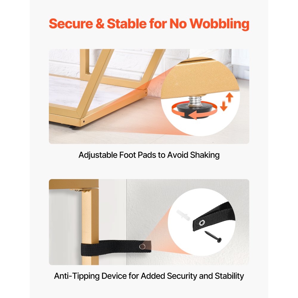 3 Tiers Marble Console Table Modern Golden Geometric Large Console Table