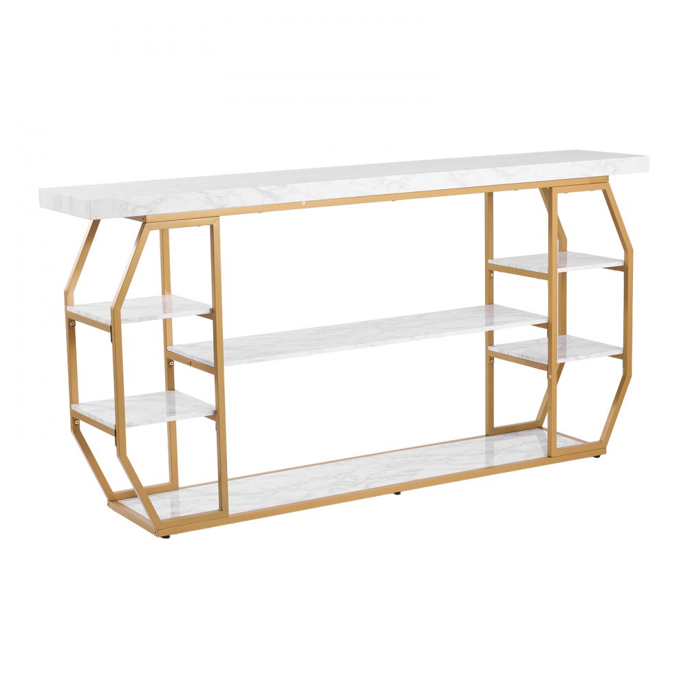 3 Tiers Marble Console Table Modern Golden Geometric Large Console Table
