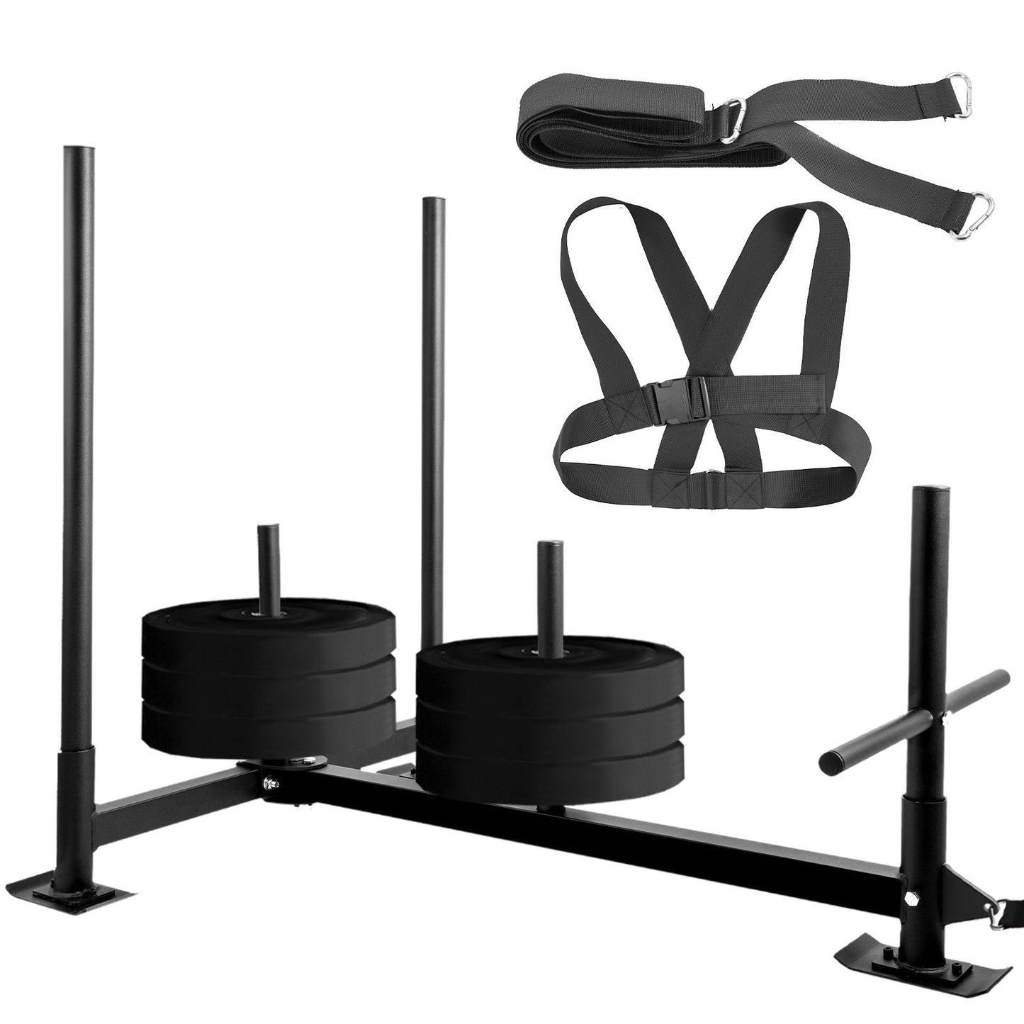 Black Iron Fitness Sled, 136 kg Capacity, Adjustable for Speed and Strength Training