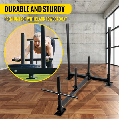VEVOR Fitness Sled, 300Lbs Capacity Weight Training Sled, Premium Iron with Black