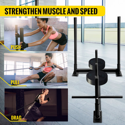 VEVOR Fitness Sled, 300Lbs Capacity Weight Training Sled, Premium Iron with Black
