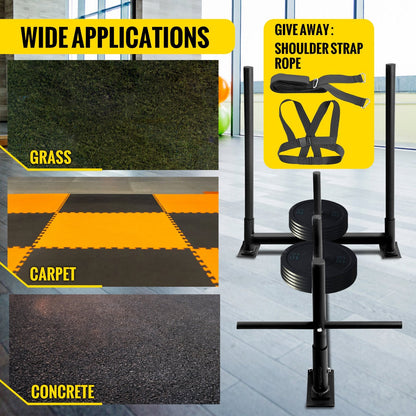 Black Iron Fitness Sled, 136 kg Capacity, Adjustable for Speed and Strength Training