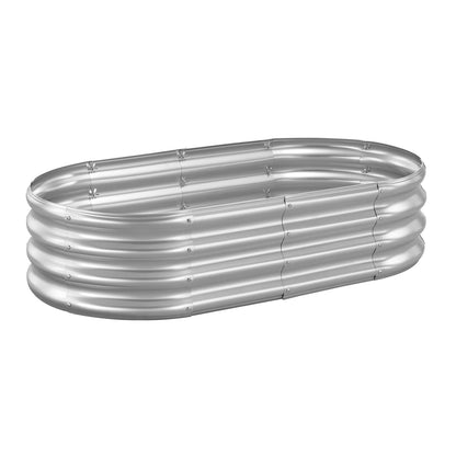 Metal Raised Garden Bed, 1.2 x 0.6 x 0.3 m Oval Outdoor Galvanized Planter Garden Box, Open Bottom Design, Large Planter Raised Bed for Growing Vegetables, Flowers, Succulents, Galvanized Color