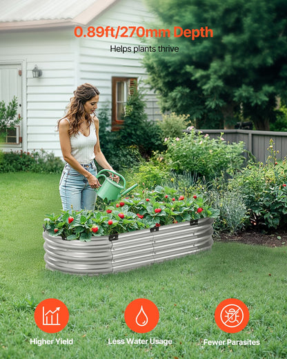 VEVOR Metal Raised Garden Bed 4x2x1 ft Outdoor Galvanized Planter Box Silver