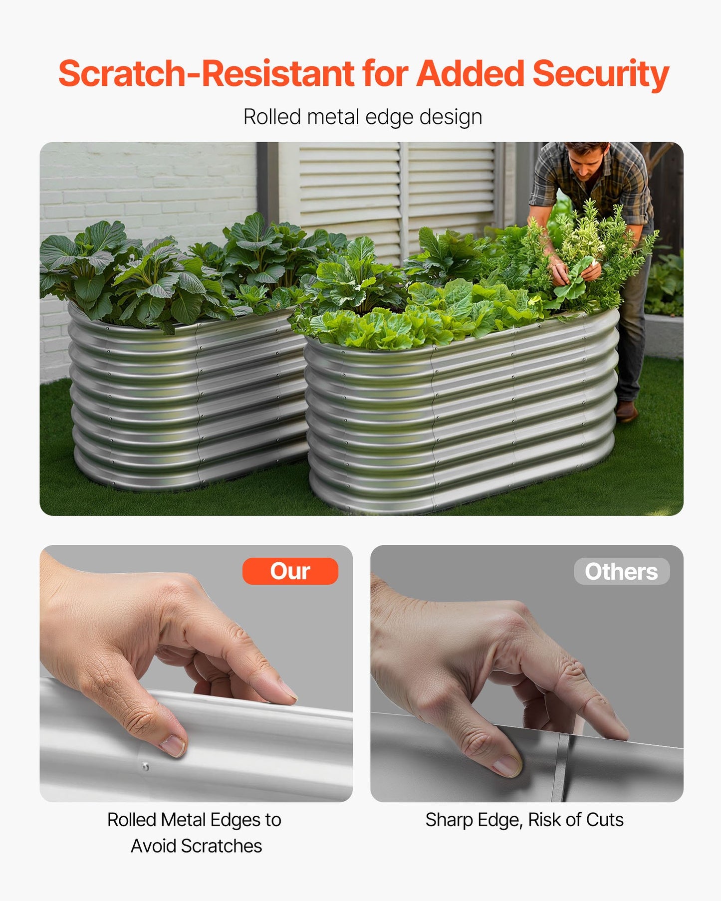 Metal Raised Garden Bed, 1.2 x 0.6 x 0.6 m Oval Outdoor Galvanized Planter Garden Box, Open Bottom Design, Large Planter Raised Bed for Growing Vegetables, Flowers, Succulents, Galvanized Color