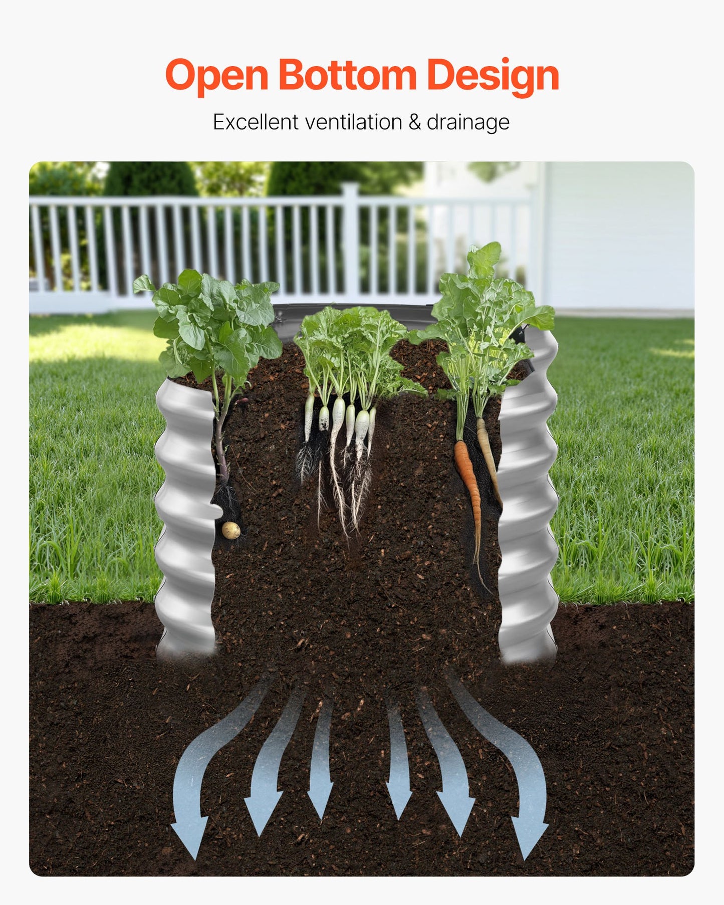 Metal Raised Garden Bed, 1.2 x 0.6 x 0.6 m Oval Outdoor Galvanized Planter Garden Box, Open Bottom Design, Large Planter Raised Bed for Growing Vegetables, Flowers, Succulents, Galvanized Color