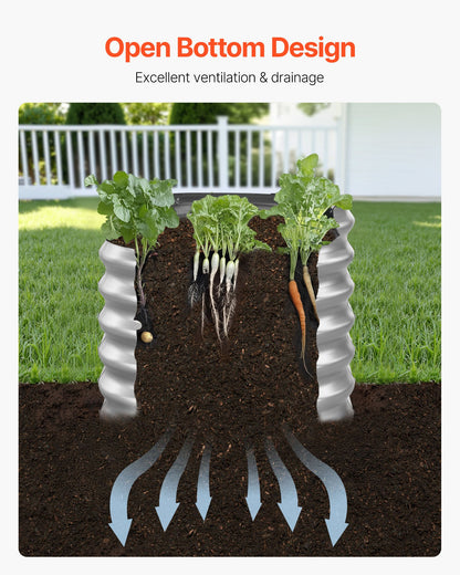 Metal Raised Garden Bed, 1.2 x 0.6 x 0.6 m Oval Outdoor Galvanized Planter Garden Box, Open Bottom Design, Large Planter Raised Bed for Growing Vegetables, Flowers, Succulents, Galvanized Color
