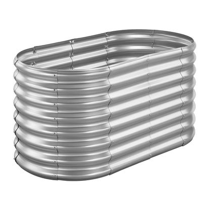 Metal Raised Garden Bed, 1.2 x 0.6 x 0.6 m Oval Outdoor Galvanized Planter Garden Box, Open Bottom Design, Large Planter Raised Bed for Growing Vegetables, Flowers, Succulents, Galvanized Color