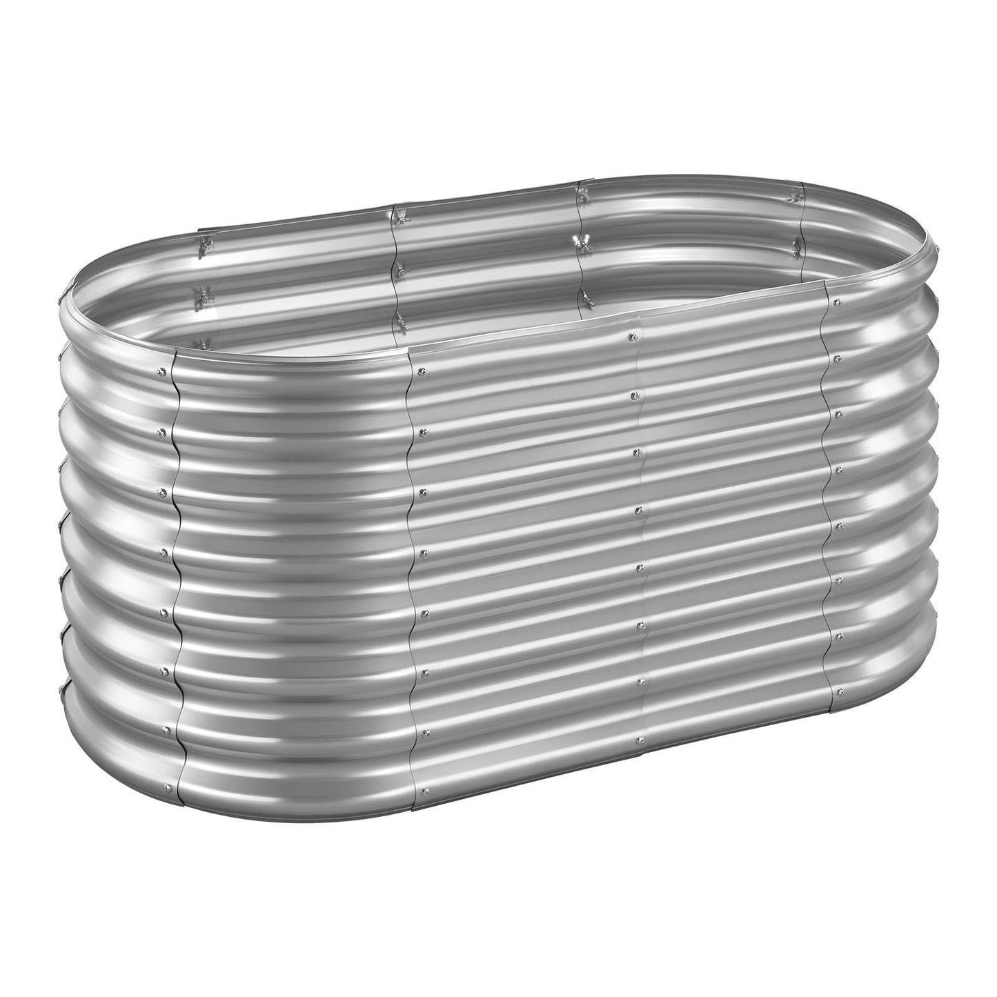 Metal Raised Garden Bed, 1.2 x 0.6 x 0.6 m Oval Outdoor Galvanized Planter Garden Box, Open Bottom Design, Large Planter Raised Bed for Growing Vegetables, Flowers, Succulents, Galvanized Color