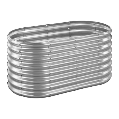 Metal Raised Garden Bed, 1.2 x 0.6 x 0.6 m Oval Outdoor Galvanized Planter Garden Box, Open Bottom Design, Large Planter Raised Bed for Growing Vegetables, Flowers, Succulents, Galvanized Color