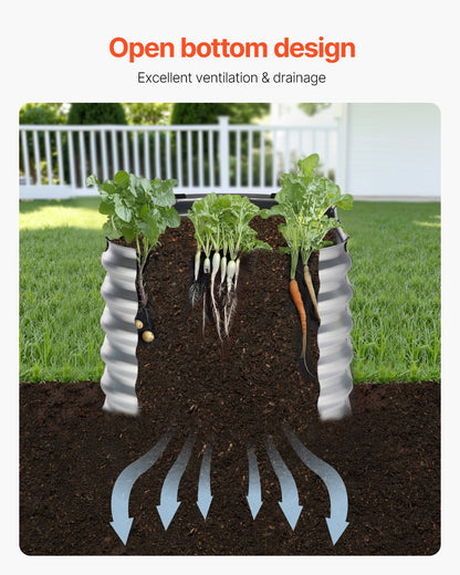 VEVOR Metal Raised Garden Bed 4x2x2 ft Outdoor Galvanized Planter Box Silver