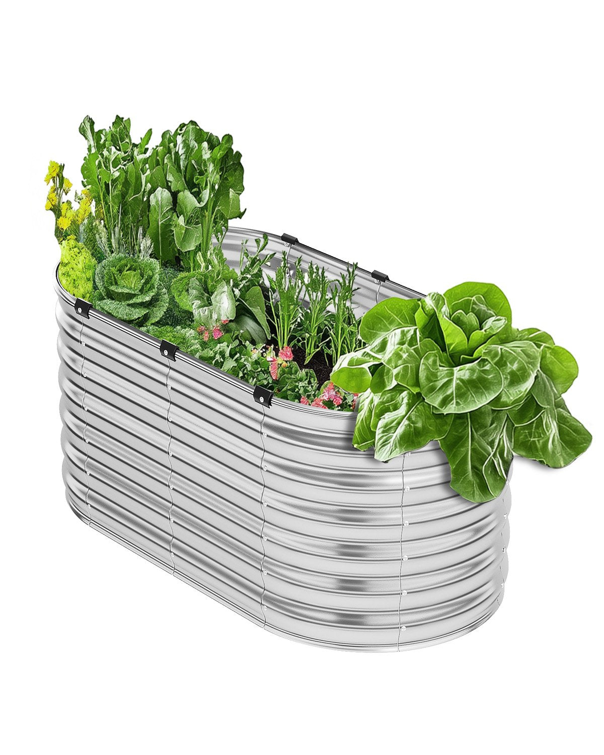 VEVOR Metal Raised Garden Bed 4x2x2 ft Outdoor Galvanized Planter Box Silver