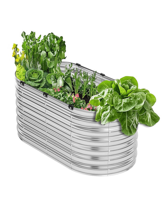 VEVOR Metal Raised Garden Bed 4x2x2 ft Outdoor Galvanized Planter Box Silver