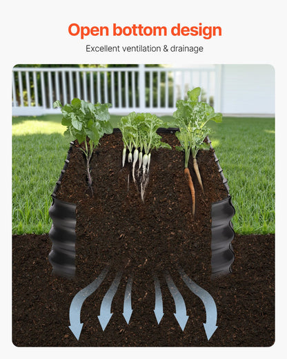 VEVOR Metal Raised Garden Bed 8x2x1 ft Outdoor Galvanized Planter Box Dark Gray