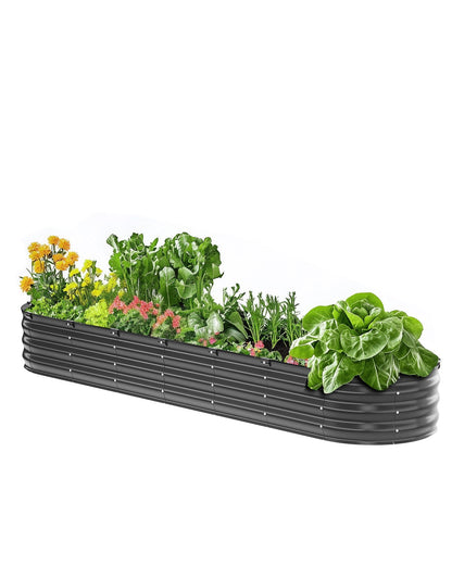 VEVOR Metal Raised Garden Bed 8x2x1 ft Outdoor Galvanized Planter Box Dark Gray