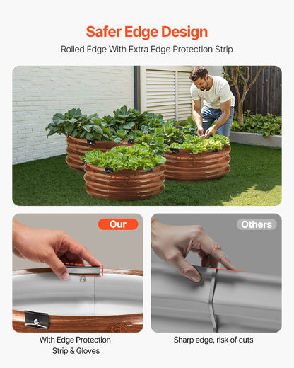 VEVOR Metal Raised Garden Bed 2x1 ft 3 Pcs Outdoor Galvanized Planter Wood Grain