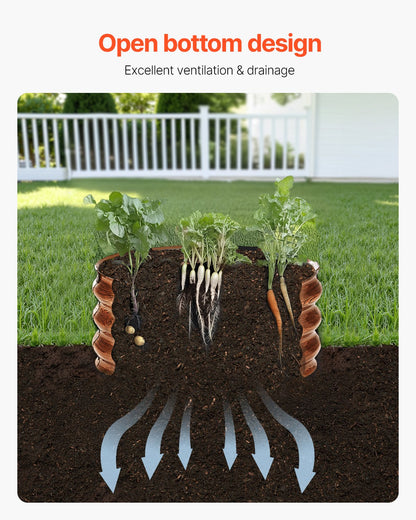 VEVOR Metal Raised Garden Bed 2x1 ft 3 Pcs Outdoor Galvanized Planter Wood Grain