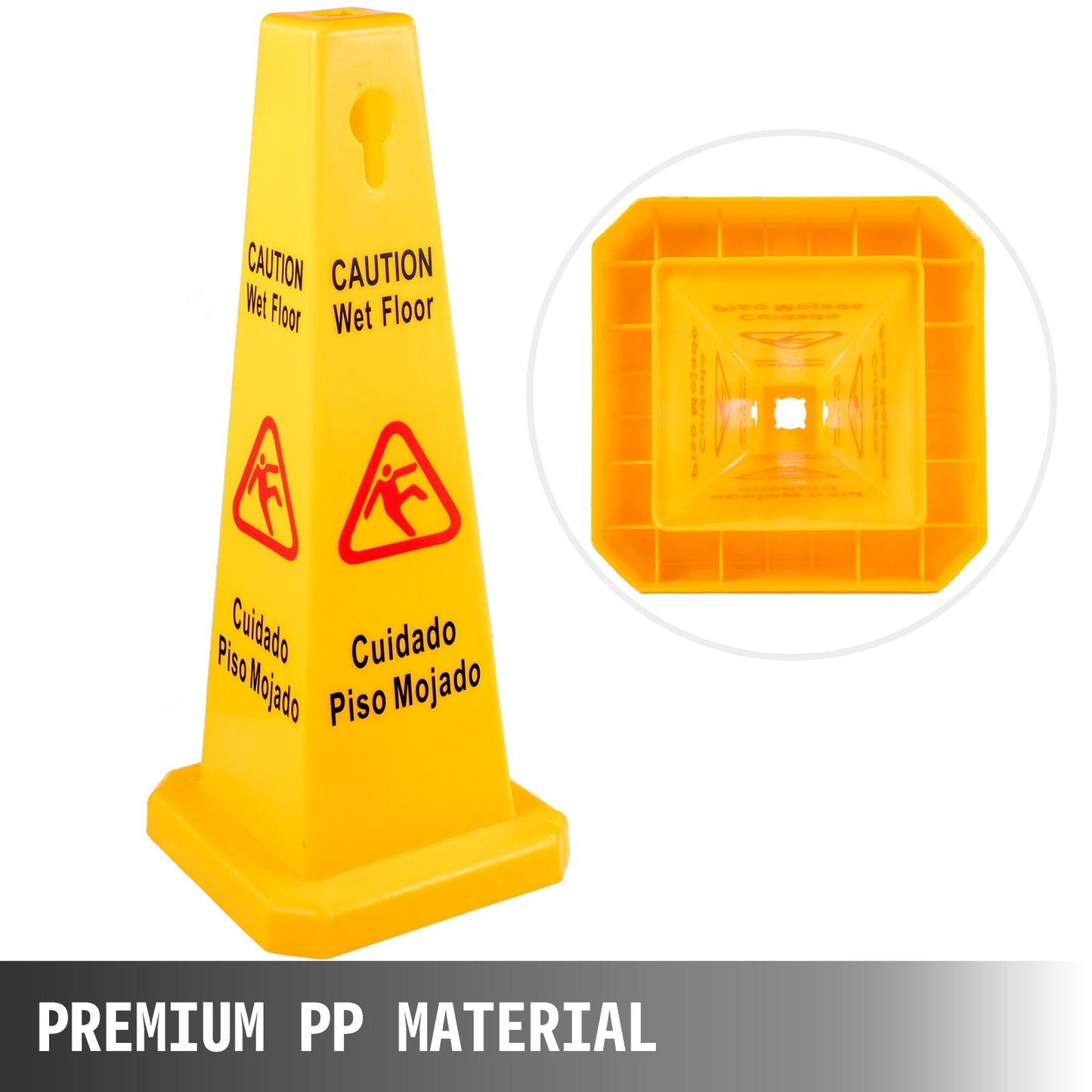 10 Pack Yellow Wet Floor Safety Cones, 67 cm, Bilingual, Indoor/Outdoor Use