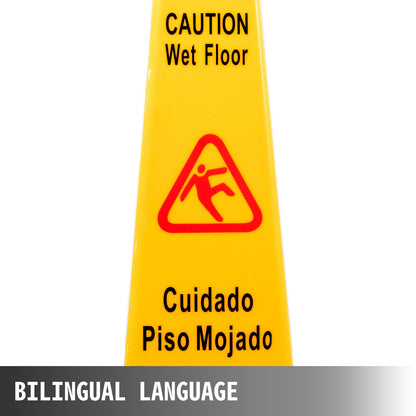 VEVOR 10 Pack Floor Safety Cone, 67 cm Yellow Caution Wet Floor Sign, 4 Sided Floor